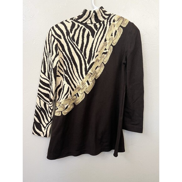 St John Collection Sweater Small Brown Santana Knit Chain Logo Logo Top Luxury - Picture 6 of 6